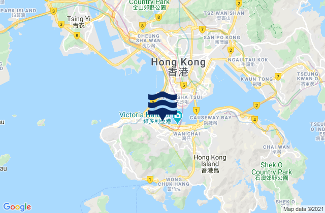Carte des horaires des marées pour Central, Hong Kong