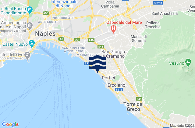 Carte des horaires des marées pour Cercola, Italy