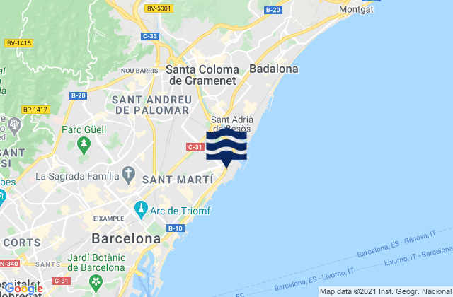 Carte des horaires des marées pour Cerdanyola del Vallès, Spain