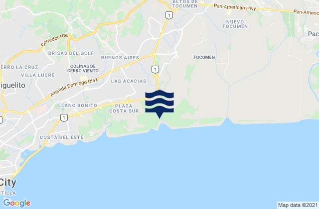 Carte des horaires des marées pour Cerro Azul, Panama
