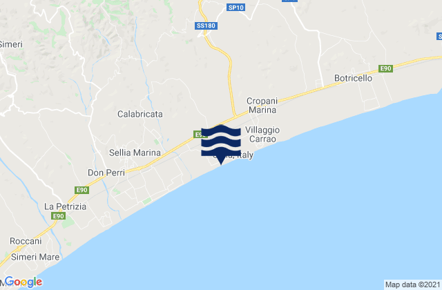 Carte des horaires des marées pour Cerva, Italy