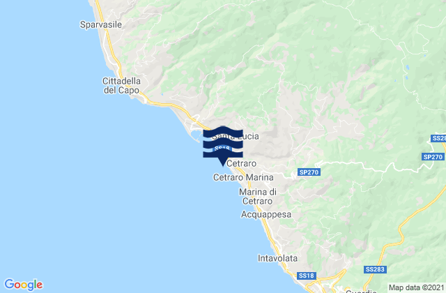 Carte des horaires des marées pour Cetraro Marina, Italy