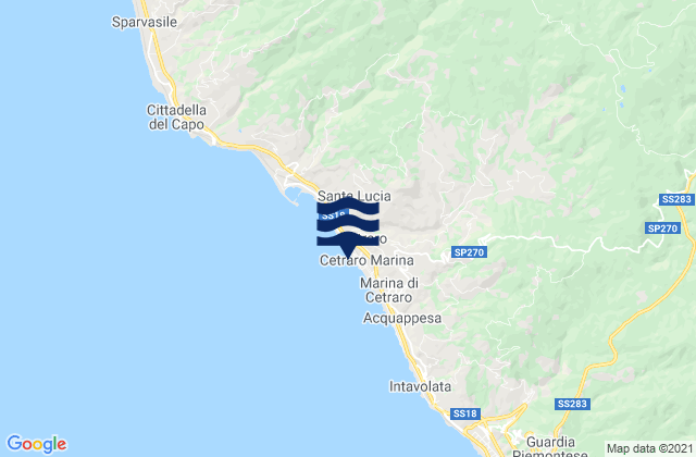 Carte des horaires des marées pour Cetraro, Italy