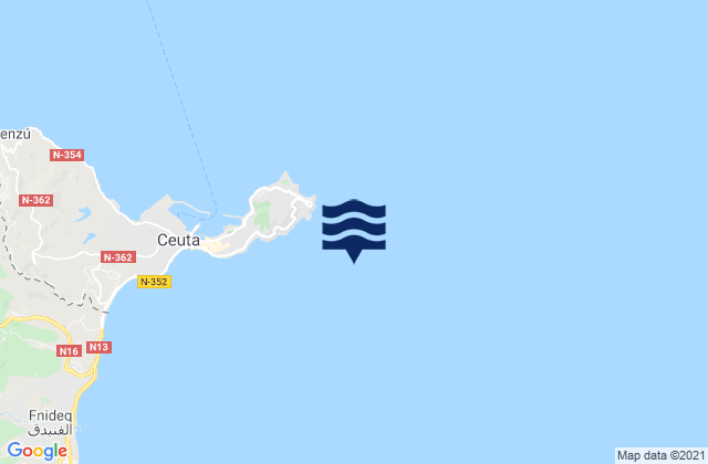Carte des horaires des marées pour Ceuta Strait of Gibraltar, Spain