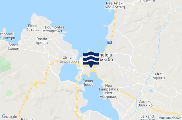 Carte des horaires des marées pour Chalkída, Greece