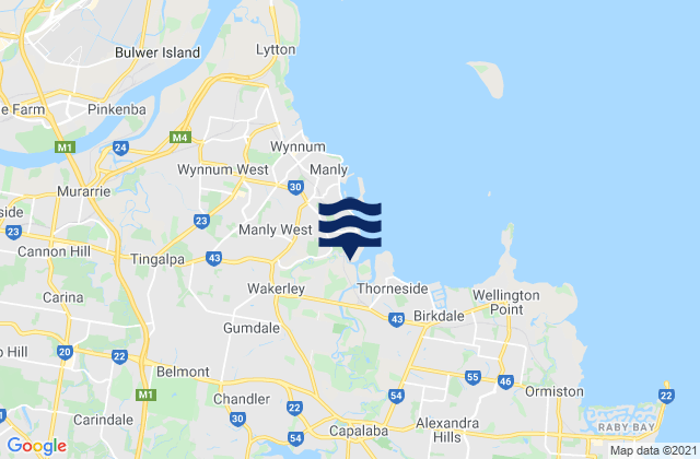 Carte des horaires des marées pour Chandler, Australia