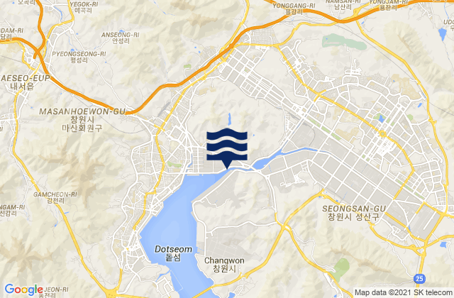 Carte des horaires des marées pour Changwon-si, South Korea