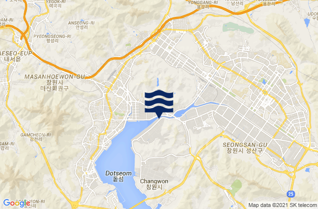 Carte des horaires des marées pour Changwon, South Korea