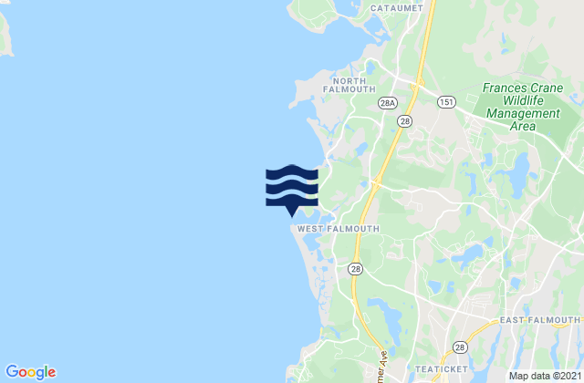 Carte des horaires des marées pour Chappaquoit Point West Falmouth Harbor, United States