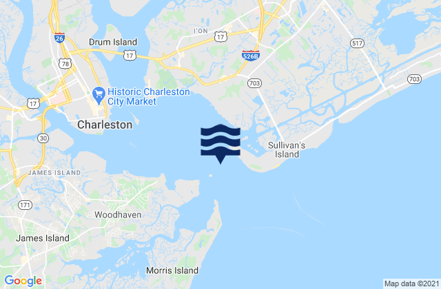 Carte des horaires des marées pour Charleston Harbor Entrance, United States