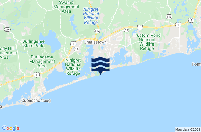 Carte des horaires des marées pour Charlestown Breachway Beach, United States