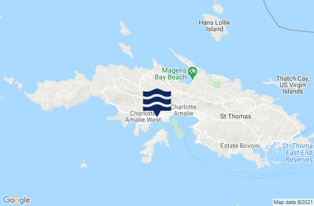 Carte des horaires des marées pour Charlotte Amalie, U.S. Virgin Islands