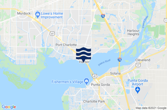 Carte des horaires des marées pour Charlotte Harbor, United States