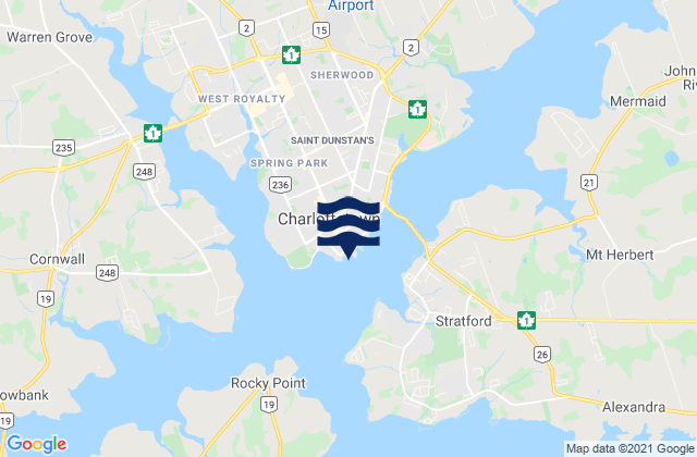 Carte des horaires des marées pour Charlottetown, Canada