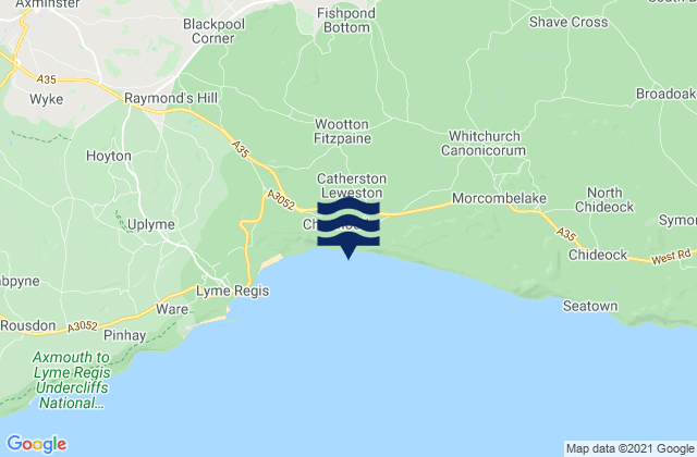 Carte des horaires des marées pour Charmouth Beach, United Kingdom