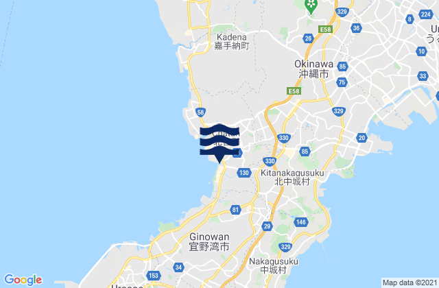 Carte des horaires des marées pour Chatan, Japan