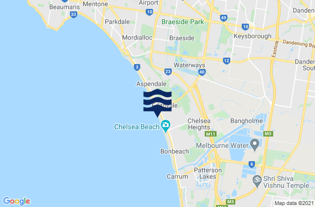 Carte des horaires des marées pour Chelsea Heights, Australia