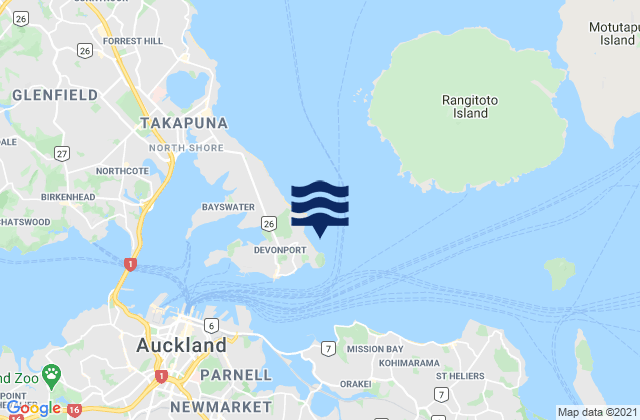 Carte des horaires des marées pour Cheltenham Beach, New Zealand