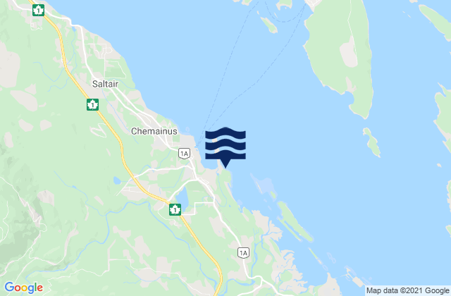 Carte des horaires des marées pour Chemainus, Canada