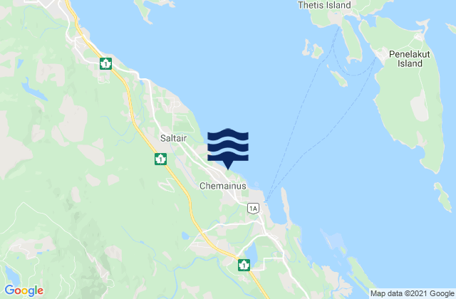 Carte des horaires des marées pour Chemanius, Canada