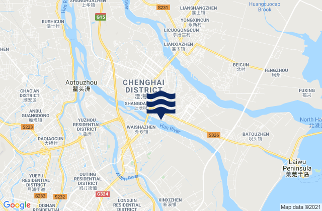 Carte des horaires des marées pour Chenghua, China