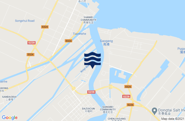 Carte des horaires des marées pour Chenjiagang, China