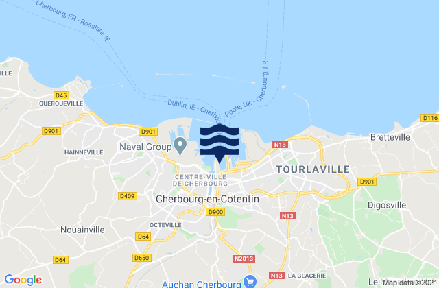 Carte des horaires des marées pour Cherbourg-Octeville, France
