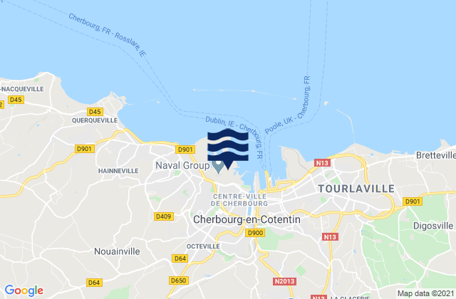 Carte des horaires des marées pour Cherbourg, France