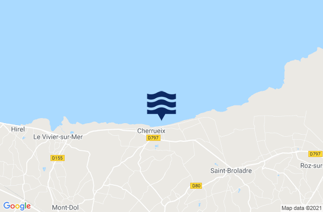 Carte des horaires des marées pour Cherrueix, France