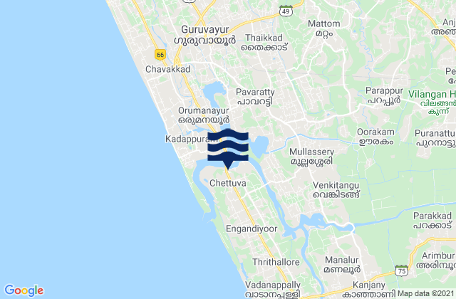Carte des horaires des marées pour Chetwayi, India