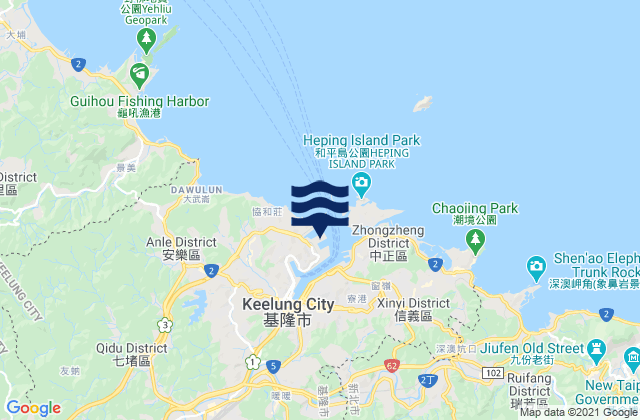 Carte des horaires des marées pour Chi-Lung, Taiwan