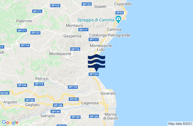 Carte des horaires des marées pour Chiaravalle Centrale, Italy