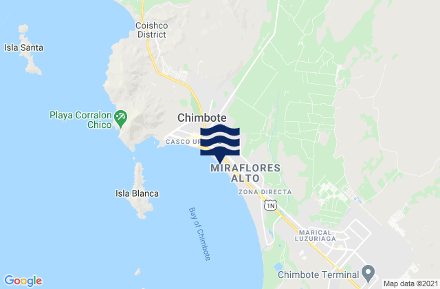 Carte des horaires des marées pour Chimbote, Peru