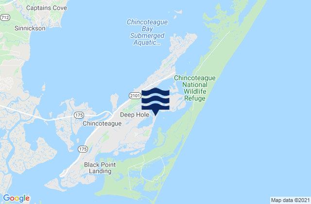 Carte des horaires des marées pour Chincoteague Island (Oyster Bay), United States
