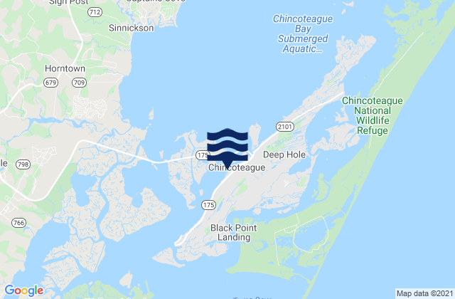 Carte des horaires des marées pour Chincoteague Island (Uscg Station), United States