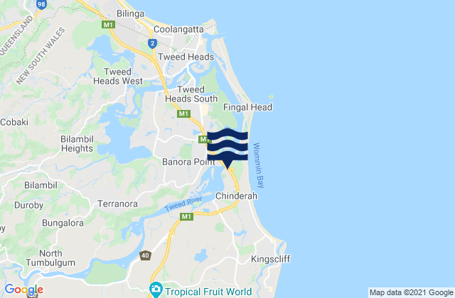 Carte des horaires des marées pour Chinderah, Australia