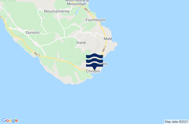 Carte des horaires des marées pour Chindini, Comoros