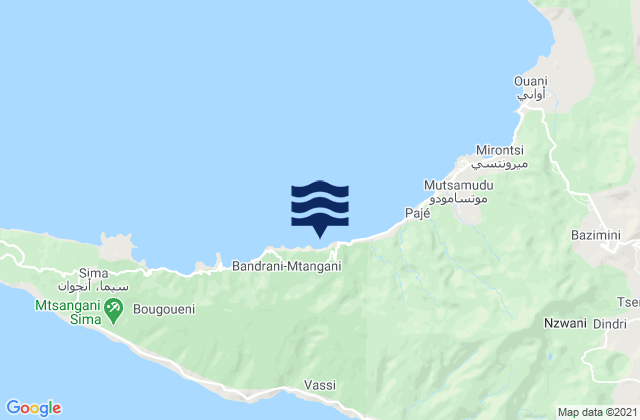 Carte des horaires des marées pour Chironkamba, Comoros
