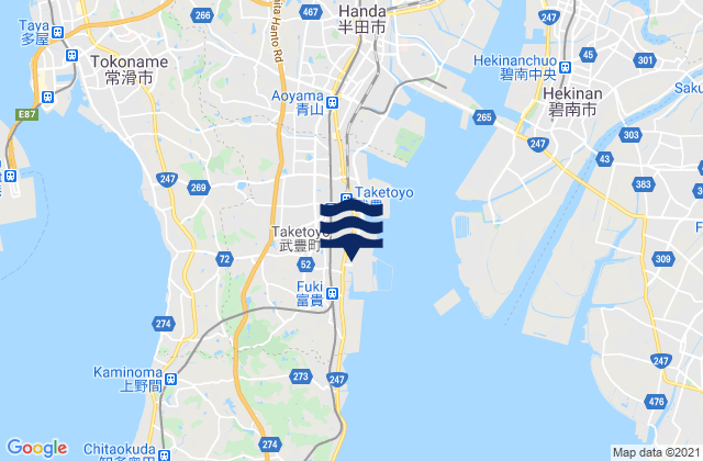 Carte des horaires des marées pour Chita-gun, Japan