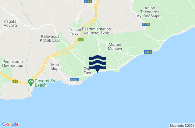 Carte des horaires des marées pour Choirokoitía, Cyprus