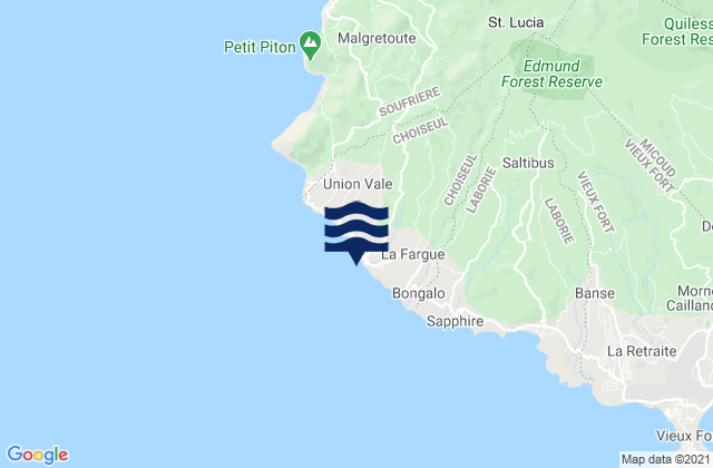 Carte des horaires des marées pour Choiseul, Saint Lucia
