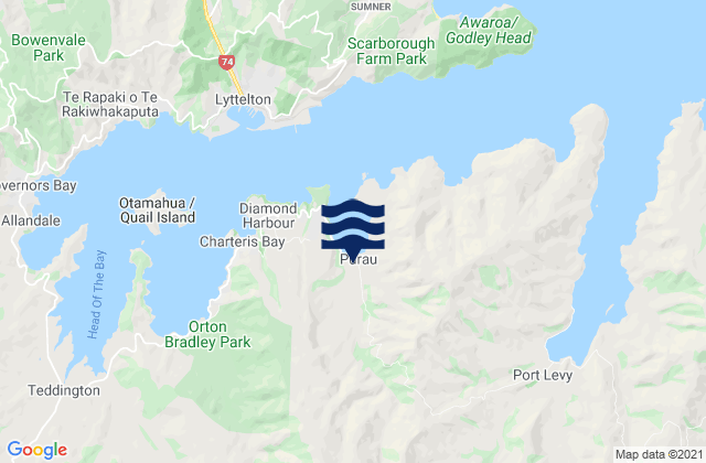 Carte des horaires des marées pour Christchurch City, New Zealand