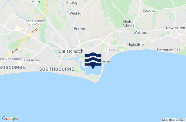 Carte des horaires des marées pour Christchurch Harbour, United Kingdom