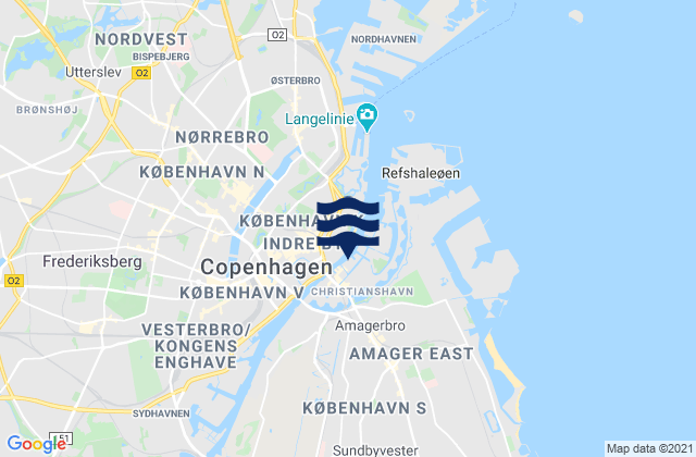 Carte des horaires des marées pour Christianshavn, Denmark