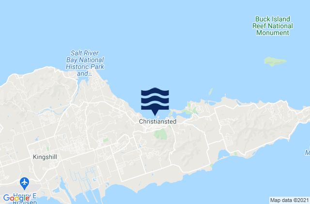 Carte des horaires des marées pour Christiansted Harbor St Croix, U.S. Virgin Islands