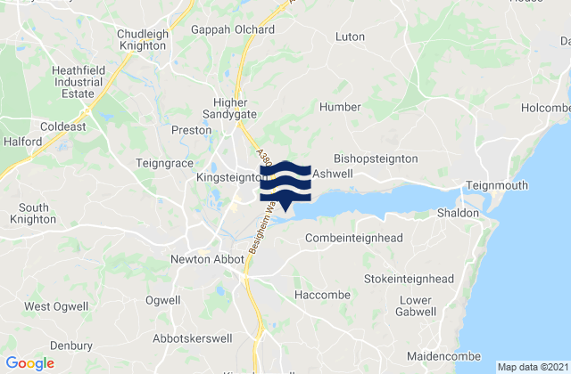 Carte des horaires des marées pour Chudleigh, United Kingdom