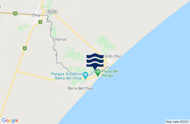 Carte des horaires des marées pour Chui, Uruguay