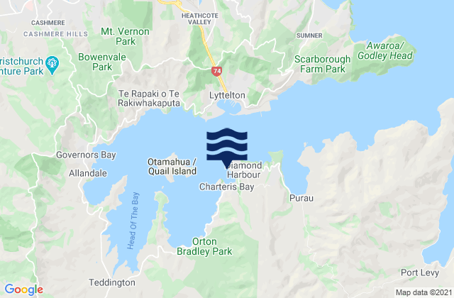 Carte des horaires des marées pour Church Bay, New Zealand