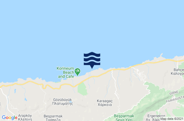 Carte des horaires des marées pour Chárkeia, Cyprus