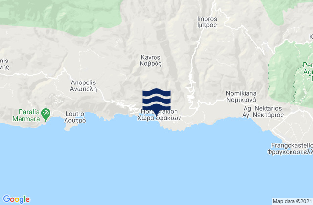 Carte des horaires des marées pour Chóra Sfakíon, Greece